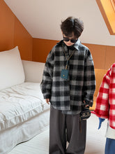 將圖片載入圖庫檢視器 2025D200SE-冬款韓版加棉格子 毛呢中長外套
