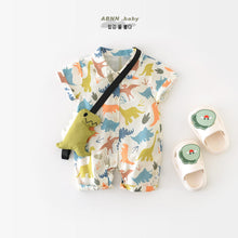 Load image into Gallery viewer, 92778LS-Summer short-sleeved dinosaur crawling suit + doll [wishing style]
