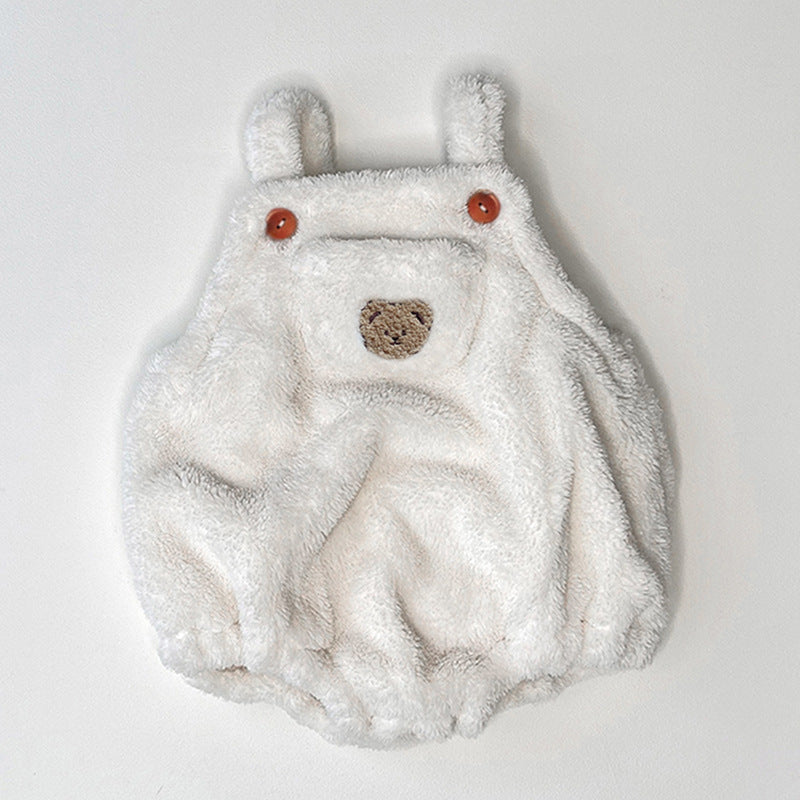 Y5230LS-Winter Cute Bear Plush Single Pocket Sling Bodysuit 