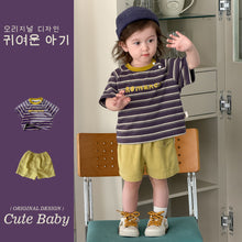 將圖片載入圖庫檢視器 M627053TG-夏季｜撞色條紋｜短褲套裝
