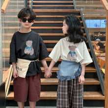 Load image into Gallery viewer, 2025X121SE-Summer Korean version of cartoon bear short-sleeved tops for boys and girls 
