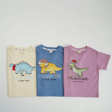 Load image into Gallery viewer, 24048SE-Summer pure cotton cute dinosaur baby short-sleeved top
