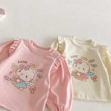 將圖片載入圖庫檢視器 ZCY6057SE-春季貓咪印花上衣｜女童卡通打底T恤
