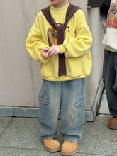 將圖片載入圖庫檢視器 2025D192SE-冬季韓版狗狗印花字母休閒加絨圓領上衣
