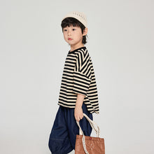 Load image into Gallery viewer, F054SE-夏日寬鬆條紋短袖上衣
