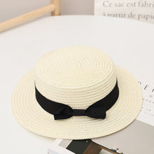 Load image into Gallery viewer, YX576AC-Summer bow flat top sun protection hat parent-child leisure straw hat 
