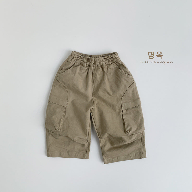 25013PA-秋季韓版褲管抓皺造型工裝長褲