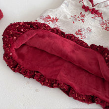 將圖片載入圖庫檢視器 ZDQ5633DS冬季碎花拜年洋裝｜中國風加絨禮服裙
