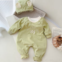 Load image into Gallery viewer, M2403426LS-秋季韓版嬰幼兒刺繡印花連體長袖爬服【附贈可拆式帽子】
