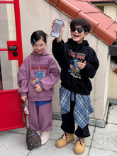 將圖片載入圖庫檢視器 2025D201TG-冬季韓版卡通印花加絨休閒連帽兩件套
