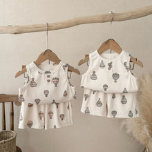 Load image into Gallery viewer, 51416TG-Summer children&#39;s Nordic style hot air balloon print home clothes two-piece set 
