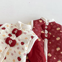 將圖片載入圖庫檢視器 ZDL5682LS-冬季嬰幼兒喜慶中國風拼色加絨連體衣
