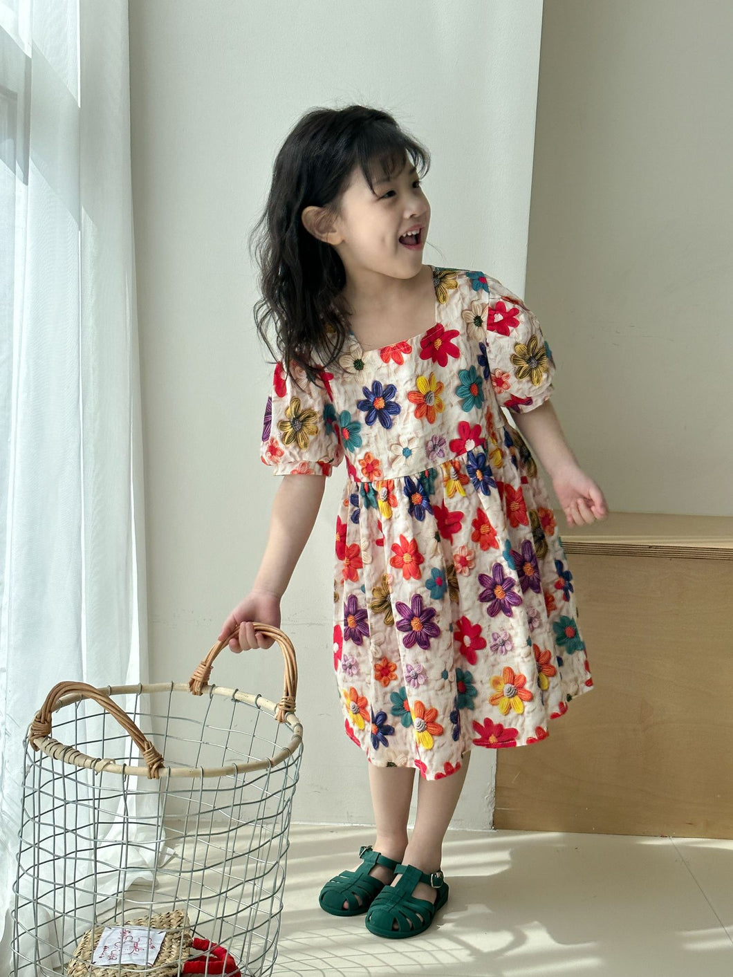 XQ250354DS-夏季短袖花花洋裝