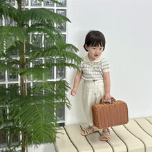 將圖片載入圖庫檢視器 MY7501SE-夏季男女童小翻領氣質提花兩粒扣短袖薄上衣
