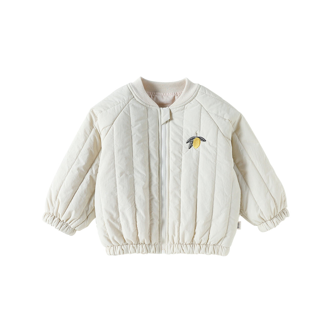 D25281SE-秋冬刺繡壓紋拉鍊棉外套