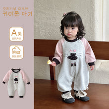 Load image into Gallery viewer, 2532110LS-秋季韓版嬰幼兒可愛拼接長袖連體爬服
