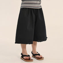 Load image into Gallery viewer, A016PA-夏季｜黑色花邊｜女童闊腿七分褲
