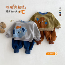 Load image into Gallery viewer, ZDY5217SE-冬季可愛動物貼布套頭長袖上衣&amp;保暖長褲
