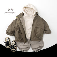將圖片載入圖庫檢視器 25233SE-冬季兒童加絨拉鍊可拆帽戶外衝鋒衣
