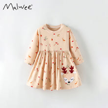 將圖片載入圖庫檢視器 9806LS-Malwee秋冬歐美聖誕滿版麋鹿口袋圓領長袖連衣裙
