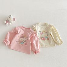 將圖片載入圖庫檢視器 ZCY6057SE-春季貓咪印花上衣｜女童卡通打底T恤
