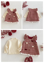 將圖片載入圖庫檢視器 ZDQ5615DS冬季千鳥格拜年洋裝｜愛心加絨裙
