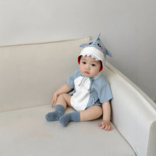 Load image into Gallery viewer, 51401LS-Summer Korean shark shape short-sleeved hooded sweater 
