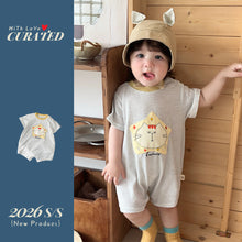 將圖片載入圖庫檢視器 622146LS-夏季｜條紋卡通印花｜男童短袖三角哈衣
