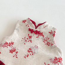 將圖片載入圖庫檢視器 ZDQ5633DS冬季碎花拜年洋裝｜中國風加絨禮服裙
