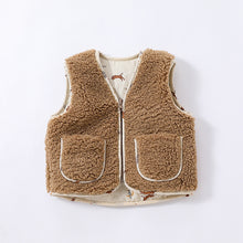 將圖片載入圖庫檢視器 D22901SE-秋冬羊羔絨口袋開衫背心
