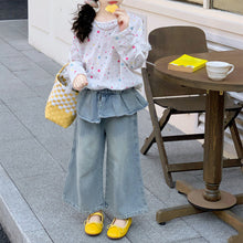 Load image into Gallery viewer, OPC2624PA-春季女童百搭假兩件裙擺牛仔長褲
