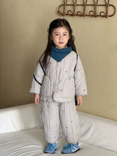 Load image into Gallery viewer, DZ250648TG-秋冬季刺繡夾棉加絨保暖兩件套裝
