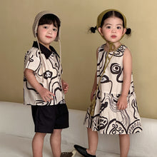 將圖片載入圖庫檢視器 XQ260753TG-夏季襯衫背心兄妹套裝
