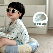 將圖片載入圖庫檢視器 70906TG-夏款男女童長袖防曬分離式簡約速乾泳衣
