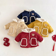 將圖片載入圖庫檢視器 ZDW5309SE-冬季小熊加絨連帽加厚棉外套
