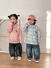 將圖片載入圖庫檢視器 CC260820SE-春秋季刺繡小馬格紋長袖襯衫
