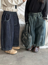 Load image into Gallery viewer, 25Q09PA-春季拼接寬鬆直筒牛仔長褲
