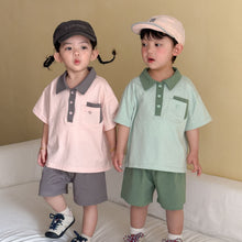 將圖片載入圖庫檢視器 XZ260935TG-夏季｜POLO休閒｜短褲套裝
