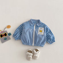 將圖片載入圖庫檢視器 ZCW6181SE-春季笑臉格紋拼接外套
