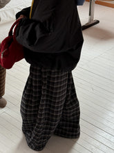 將圖片載入圖庫檢視器 2025D17PA-秋冬季韓版格紋加絨休閒寬鬆闊腿褲
