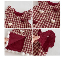 將圖片載入圖庫檢視器 ZDQ5615DS冬季千鳥格拜年洋裝｜愛心加絨裙
