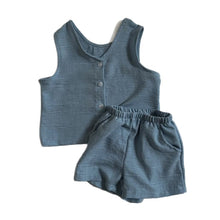 Load image into Gallery viewer, Y8528TG-Summer two-sided woven sleeveless T-shirt + shorts two-piece set 
