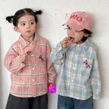 將圖片載入圖庫檢視器 CC260820SE-春秋季刺繡小馬格紋長袖襯衫
