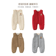 將圖片載入圖庫檢視器 D24533LS-冬季刺繡拉鍊無袖背心連體爬服
