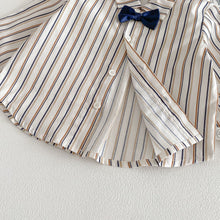 Load image into Gallery viewer, ZCY6094LS-春季條紋領結襯衫&amp;背帶褲
