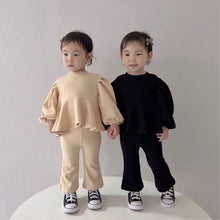 Load image into Gallery viewer, Y8404TG- Lantern Sleeve Girls Temperament Top + V Flared Pants Set 
