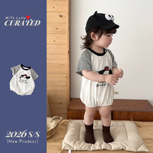將圖片載入圖庫檢視器 629182LS-夏季｜小狗刺繡插肩｜男童短袖包屁衣
