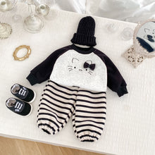 將圖片載入圖庫檢視器 H10639TG-冬季貓咪加絨加厚衛衣&amp;條紋褲
