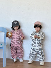 將圖片載入圖庫檢視器 CZ260891TG-條紋連帽運動休閒兩件套
