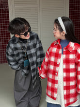 將圖片載入圖庫檢視器 2025D200SE-冬款韓版加棉格子 毛呢中長外套
